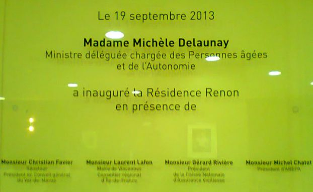Panneau de l'inauguration par Madame Michèle Delaunay